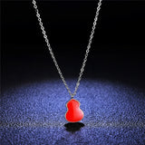 925 Silver Red Enamel Gourd Necklace for Girls