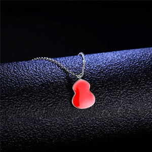925 Silver Red Enamel Gourd Necklace for Girls