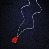 925 Silver Red Enamel Gourd Necklace for Girls