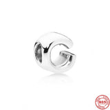 925 Sterling Silver Polished Letters A-Z Charm Bead for Bracelet DIY Jewelry