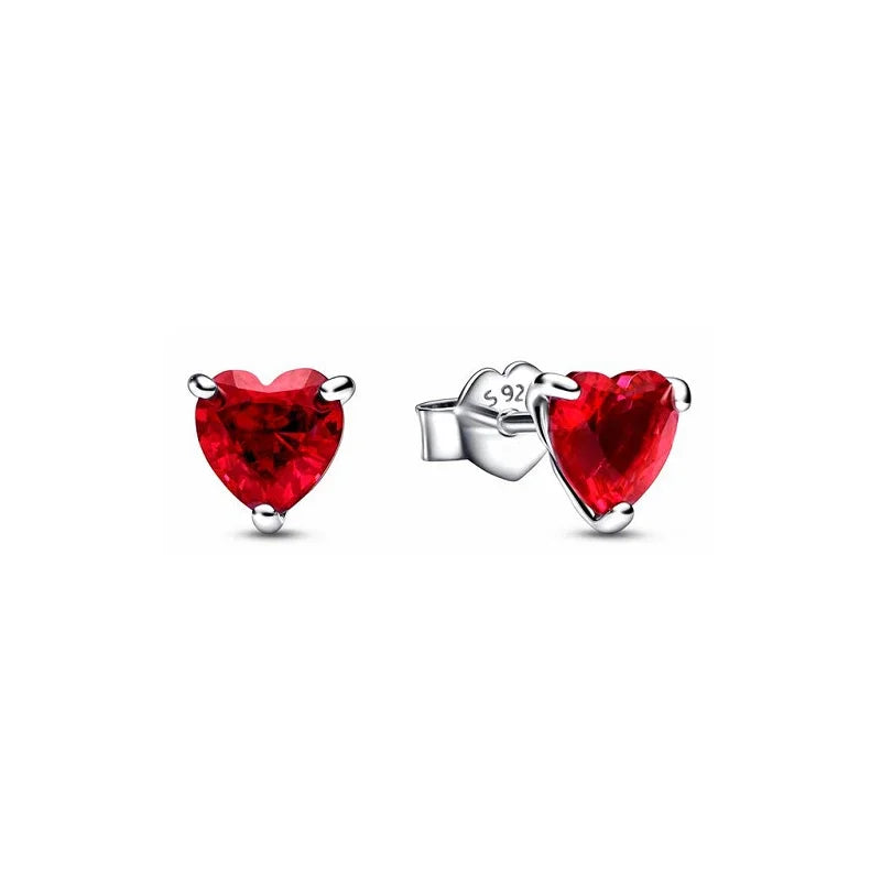 925 Silver Red Crystal Heart Jewelry Set for Her