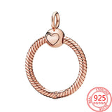 925 Silver Rose O Pendant Necklace for Women