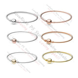 925 Sterling Silver Round Buckle Clasp Smooth Bangle for Women