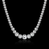 925 Sterling Silver Smooth Beads Necklace for Party Wedding