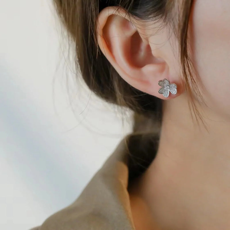 925 Silver Shamrock Stud Earrings, Wedding Birthday Gift for Girls