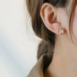 925 Silver Shamrock Stud Earrings, Wedding Birthday Gift for Girls