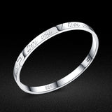 925 Silver Bracelet-Text Carved Pattern-Girls Party Jewelry