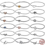 925 Silver Heart Buckle Bracelet for Women's Jewelry