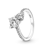 925 Silver Dazzling Crown Heart Ring Couple Charm Jewelry