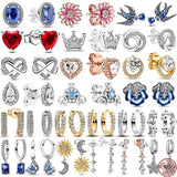 925 Sterling Silver Crown Hearts Butterfly Earrings