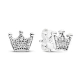925 Sterling Silver Crown Hearts Butterfly Earrings