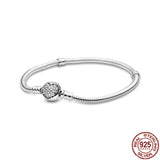 925 Sterling Silver Family Tree Heart Buckle Bracelet DIY Jewelry