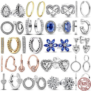925 Sterling Silver Snowflake Heart Circular Earrings