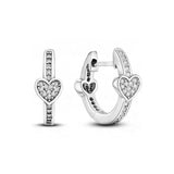 925 Sterling Silver Snowflake Heart Circular Earrings