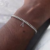 Classic Initial Letter Bracelet Stainless Steel Cuban Chain Men's Jewelry Gift
