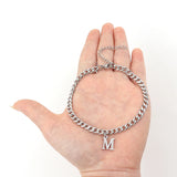 Classic Initial Letter Bracelet Stainless Steel Cuban Chain Men's Jewelry Gift