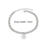 Classic Initial Letter Bracelet Stainless Steel Cuban Chain Men's Jewelry Gift