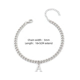 Classic Initial Letter Bracelet Stainless Steel Cuban Chain Men's Jewelry Gift