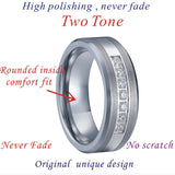 Classic Alliances 8mm Tungsten Carbide Wedding Bands with CZ Stones