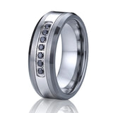 Classic Alliances 8mm Tungsten Carbide Wedding Bands with CZ Stones