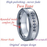 Classic Alliances 8mm Tungsten Carbide Wedding Bands with CZ Stones