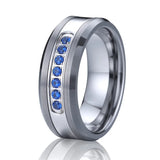 Classic Alliances 8mm Tungsten Carbide Wedding Bands with CZ Stones