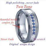 Classic Alliances 8mm Tungsten Carbide Wedding Bands with CZ Stones