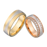 Classic Alliances Wedding Rings Set CZ Zircon Stainless Steel Jewelry