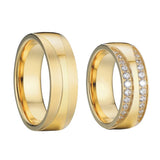 Classic Alliances Wedding Rings Set CZ Zircon Stainless Steel Jewelry