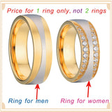 Classic Alliances Wedding Rings Set CZ Zircon Stainless Steel Jewelry