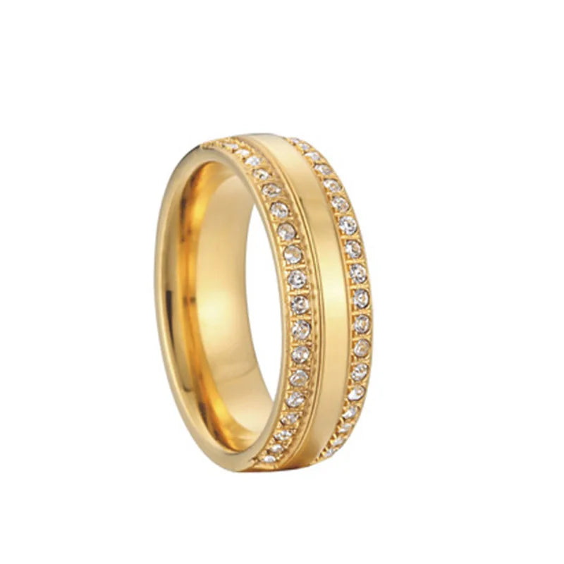 Classic Alliances Wedding Rings Set CZ Zircon Stainless Steel Jewelry
