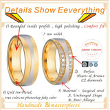 Classic Alliances Wedding Rings Set CZ Zircon Stainless Steel Jewelry