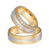 Classic Alliances Wedding Rings Set CZ Zircon Stainless Steel Jewelry