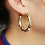 Large Silver Hollow Hoop Earrings 925 Sterling S