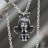 Angel Pendant Necklace Seraphim Pray Pendant Long Chain Neck