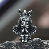 Angel Pendant Necklace Seraphim Pray Pendant Long Chain Neck