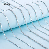 925 Silver Chain Necklace Lobster Clasp Adjustable Jewelry for Women