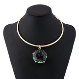 Big Pendant Necklace Dubai Women Jewelry African Bride Wedding Green Crystal