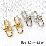 Classic Big U Bamboo Earrings Micro CZ Stone Double Used Circle Hoop Earrings