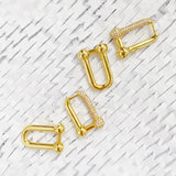 Classic Big U Bamboo Earrings Micro CZ Stone Double Used Circle Hoop Earrings