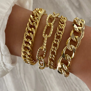 Big Snake Chain Bracelet for Women Plated Stainless Cuban Chain