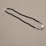 Crystal Chokers Necklace with Freshwater Pearl Pendant