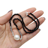 Crystal Chokers Necklace with Freshwater Pearl Pendant