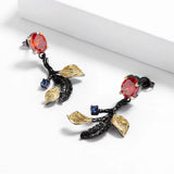 Classic Leaf Shape Red Zircon Party Earrings