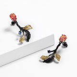 Classic Leaf Shape Red Zircon Party Earrings