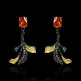 Classic Leaf Shape Red Zircon Party Earrings