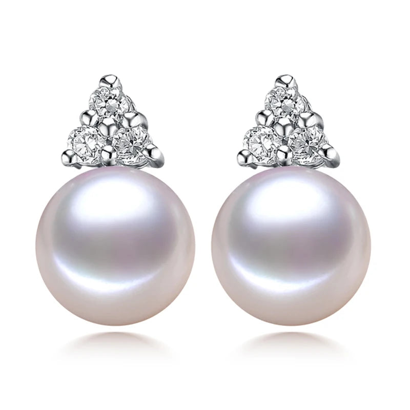 Freshwater Pearl Earrings 925 Sterling Silver Studs
