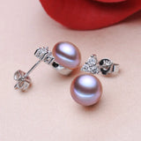 Freshwater Pearl Earrings 925 Sterling Silver Studs