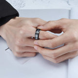 Men's Tungsten Celtic Dragon Wedding Ring with Zircon Inlay