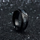 Men's Tungsten Celtic Dragon Wedding Ring with Zircon Inlay